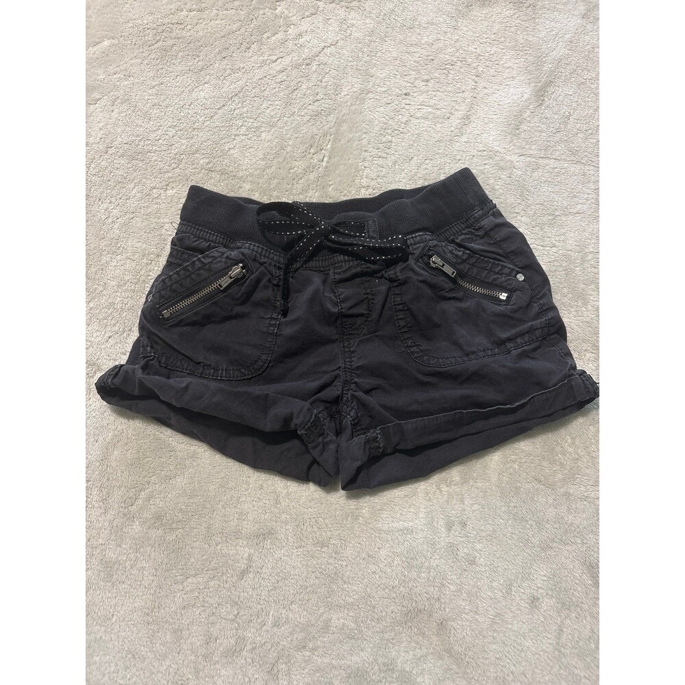 Girls black shorts drawstring Y2K playwear summer cotton basic teens vintage